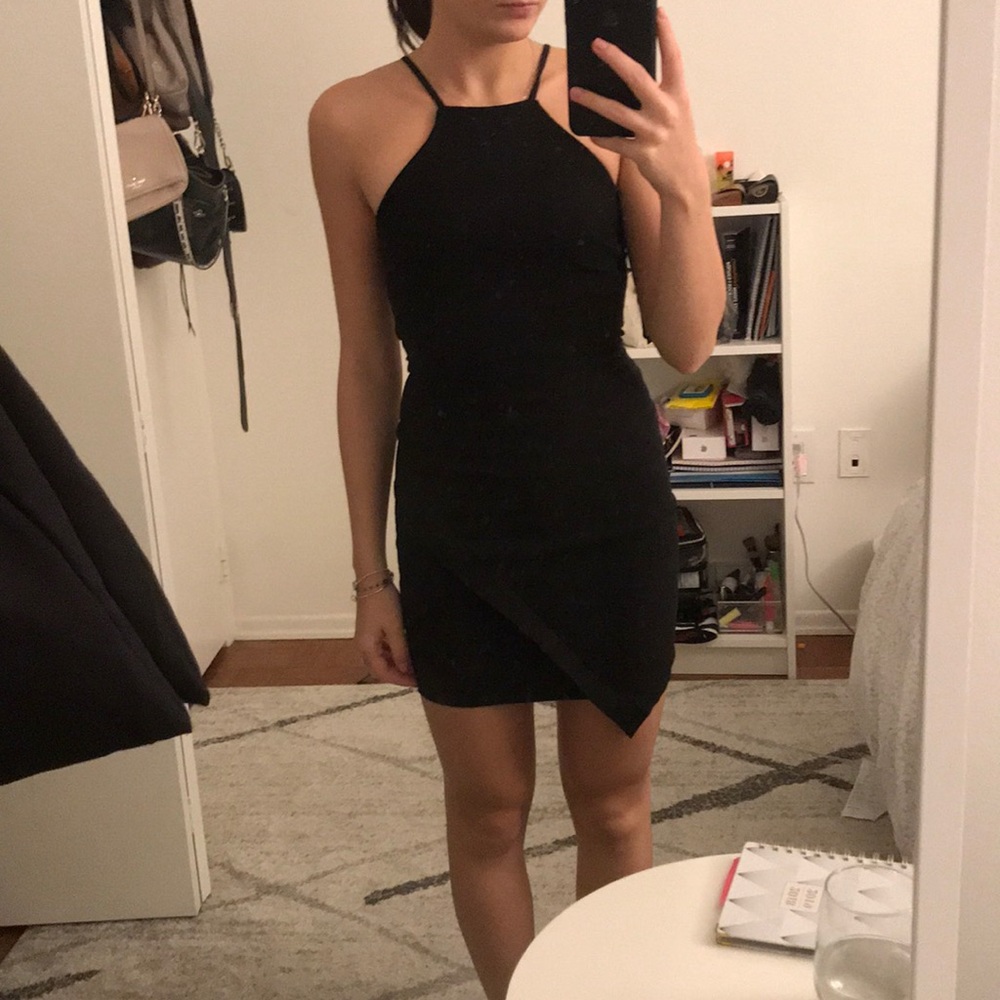 black asymmetrical dress